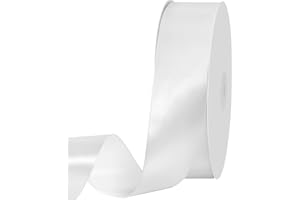 IEFOAH 1 1/2 inch White Ribbon,100 Yards 1-1/2 inch White Stain Ribbon Solid Fabric Ribbon for Gift Wrapping Floral Bouquets Wedding Home Party Decoration