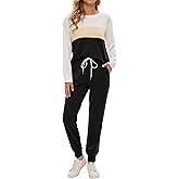 Fengbay Two Piece Outfits for women,Long Sleeve Crewneck Pullover Tops And Pants Sweatsuits Lounge Set with Pockets