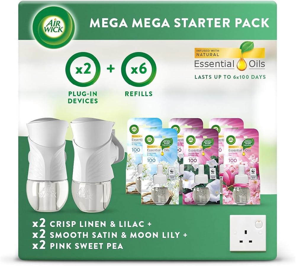 Air Wick Air Freshener Electrical Plug in Bundle Pack 2 Gadgets 6 Refills