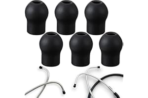 YALOJE 6pcs Stethoscope Ear Tips Replacement, Silicone Stethoscope Ear Pieces, Pliable Noise Reduction Earplugs Soft-Sealing Earbuds for Doctors, Compatible with MDF, ADC - Black