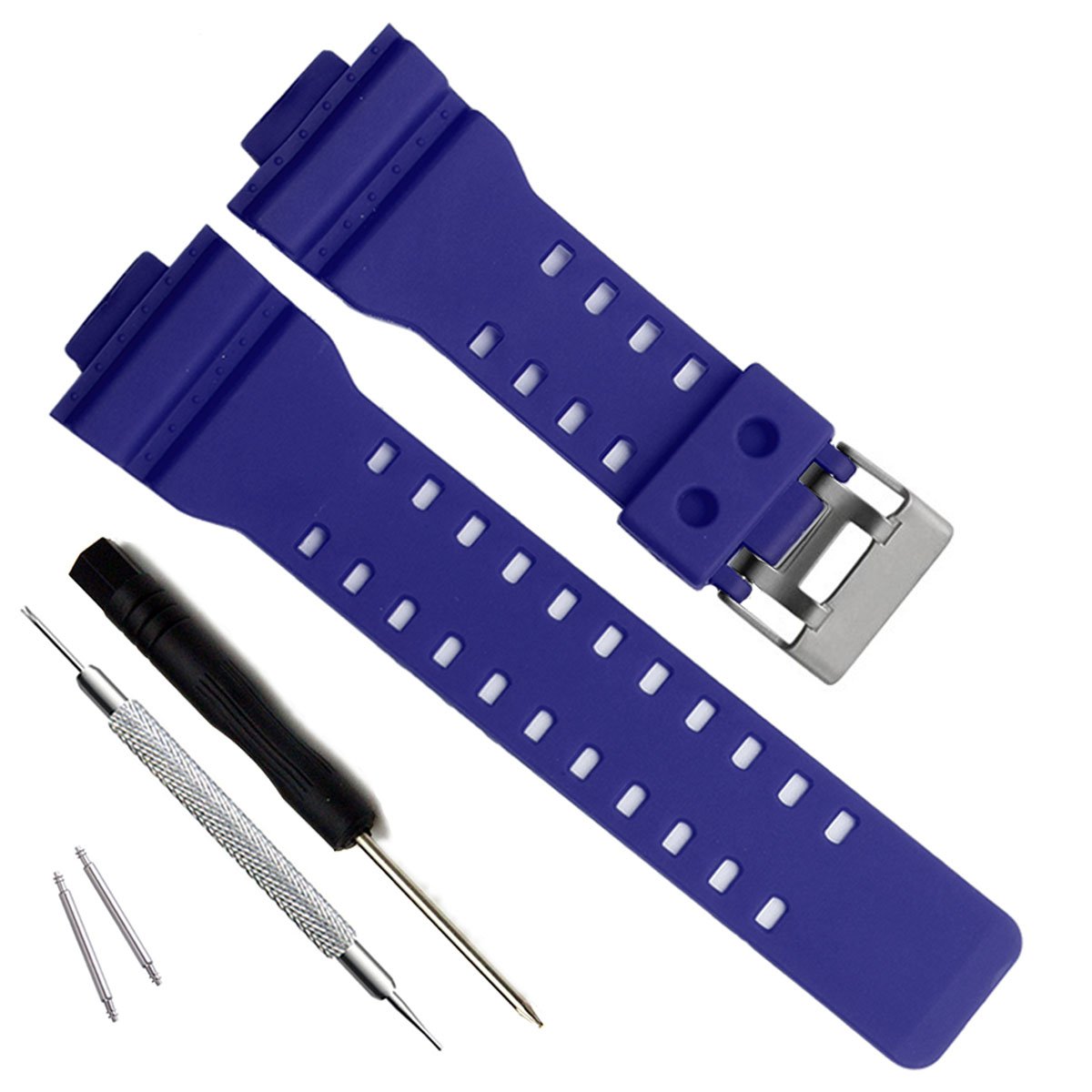 Natural Resin Replacement Watch Band Strap for Casio Mens G-Shock GD120/GA-100/GA-110/GA-100C (Blue)