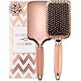 Lily England Hair Brush for Women For All Hair Types - Professional Paddle Brush for Blow Drying, Hair Detangling, & Straightening - Flat Hairbrush With Gel Handle for Easy Grip, Rose Gold