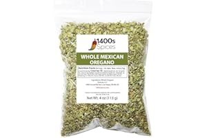 4oz Dried Mexican Oregano. Perfect for Taco Seasoning, Tamales, Meats, Enchiladas, Cheese, Salads. Rich Flavor Spices for Mexican Recipes. Heat-Sealed Resealable Bag by 1400s Spices