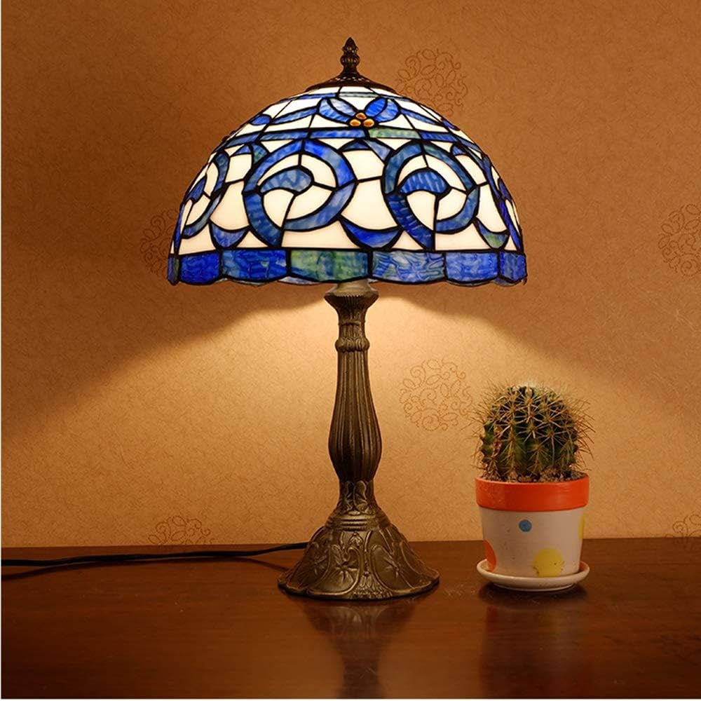 LFK Stained Glass Bedroom Bedside Tiffany Style Table Lamp Country Bar