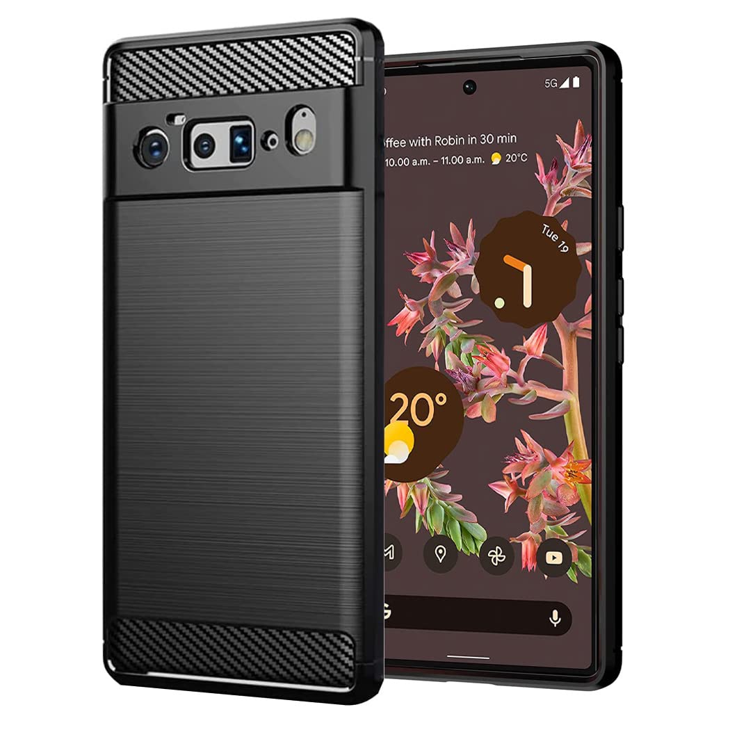 Google Pixel 6 Pro Case - Ultra Slim Carbon Fibre Shockproof Bumper Case Cover For Google Pixel 6 Pro Black