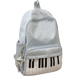 Polka Dot Piano Backpack Cute Coquette Aesthetic Y2K Whimsical Daypack | Cutecore Piano Y2K Polka Dot Daypack,Kawaii Whimsica