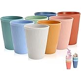 WANBY Plastic Drinking Cups 325ml 8 Pcs Colorful Tumblers Drinking Glasses Dishwasher Safe Water Cup for Water Juice Cocktail Portable Camping