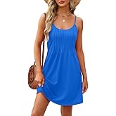 WEESO Summer Dresses for Women Adjustable Spaghetti Strap Beach Vacation Casual Cute Sundresses with Pockets