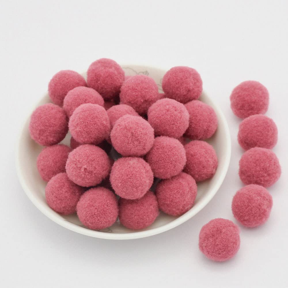 30 mm, approx. 20 pieces, colourful mini pompoms for crafts, felt balls, colourful pom pom balls, small pompoms, fluffy plush balls for decorating, sewing, DIY, creative crafts, dusky pink B