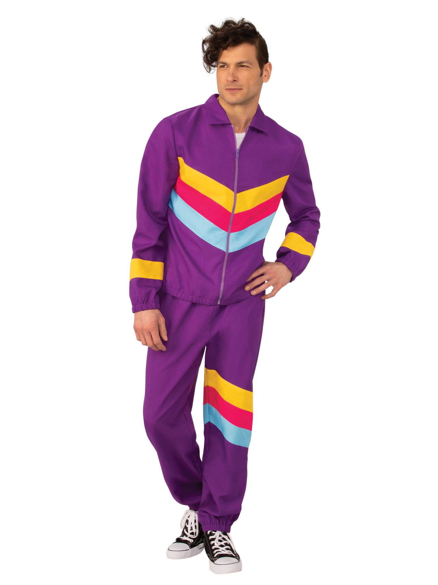 Rubies Adult Purple Shell Suit Male Costume Set (Extra Large) - Vibrant Design, Perfect for 80's Retro Parties, Themed Events, Dance Performances, & More Halloween