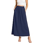 YSYOKOW Women's Flowy Maxi Skirts Elastic High Waisted Casual A-Line Long Skirt with Pockets 2026 Trendy