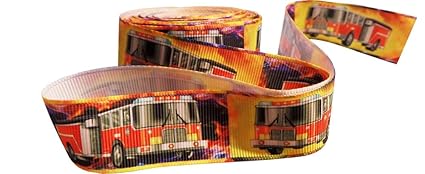 Feuerwehr Gedrucktes Band 1' Breite  Für Kuchen, Handwerk, Geschenkverpackung, Haarschmuck (2m Länge)