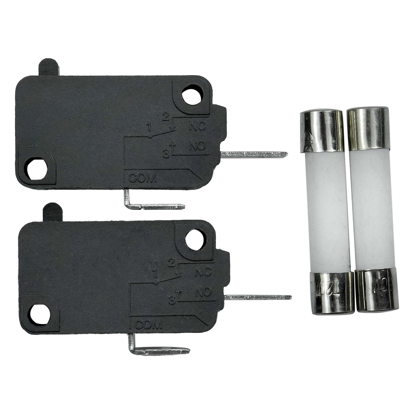 Photo 1 of 5304509460 Microwave Door Switch (Normally Open) and Slow-Blow Ceramic Fuses Compatible with Frigidaire Electrolux Microwave Replace 5304464099 AP6230615 PS12071303 (Pack of 2)