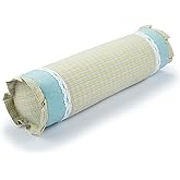 EDMILE Buckwheat Neck Roll Pillow, Adjustable Bolster Cylinder Pillows with Plaid & Lace Trim Pillowcase, Firm Cervical Support Round Pillows Neck Pain Relief for Sleeping (16" x 4") (Blue)