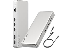 Laptop Docking Station 3 Monitors, WAVLINK SM770 Docking Station with Triple HDMI, Dual DP, 100W PD in, 10Gbps USB A&C, 2.5G 