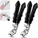 Black Long Handle Non-Slip Toenail Clippers for Seniors Thick Toenails, Heavy Duty Large Ergonomic Unique Professional Angled Head Curve Sharp Toe Finger Nail Clipper for Men and Women, 2 PCS