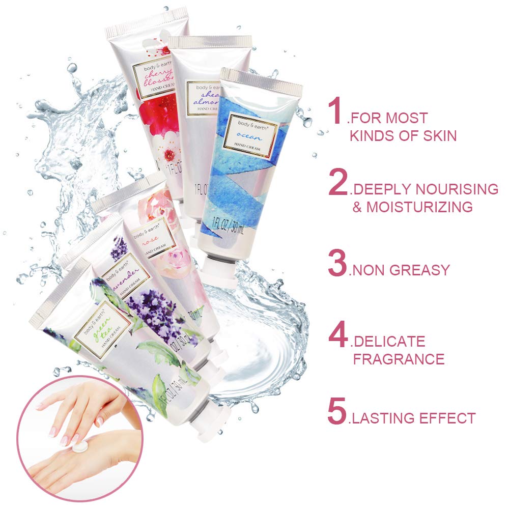 Hand Cream Gift Set, Body & Earth Luxurious Hand Lotion Set Deeply Moisturizing for Rough Hands, Enriched with Shea Butter and Glycerin, 6 Pcs Travel size (6x1.0 oz), Best Gift Ideas for Women : Beauty
