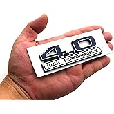 1pc 4.0 Liter V6 High Performance Engine Emblem Badge 3D Decals Stickers Cars Trucks (Chrome Blue)