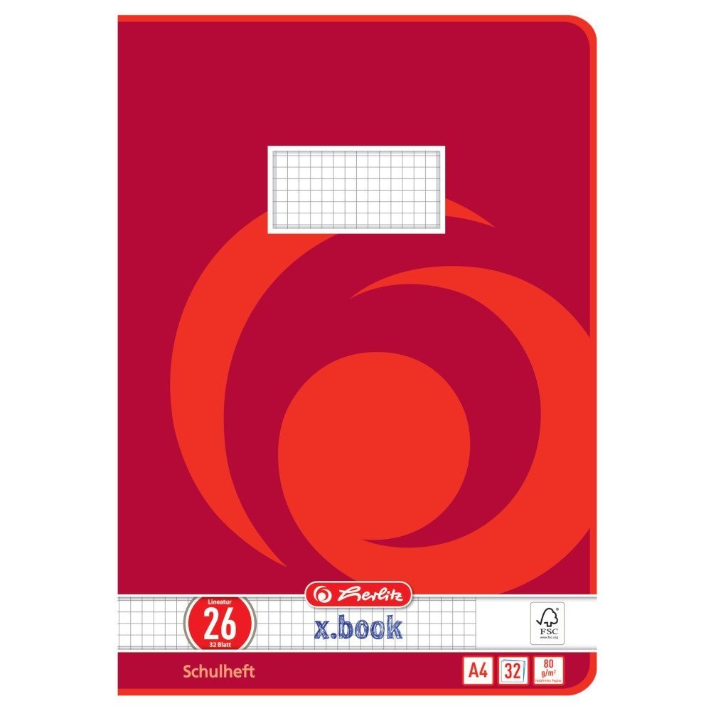 Herlitz 340265 Book A4 32 Sheets Line Style 26 Pack of 65 Sheets FSC Mixed Pack of 5