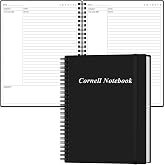 Yaridar A4 Cornell Notes Notebook - Spiral Cornell Notebooks for Note Taking, Subject College Ruled Notebook Steno Pads for Office/School/College/Home, 8.5" x 11", Black