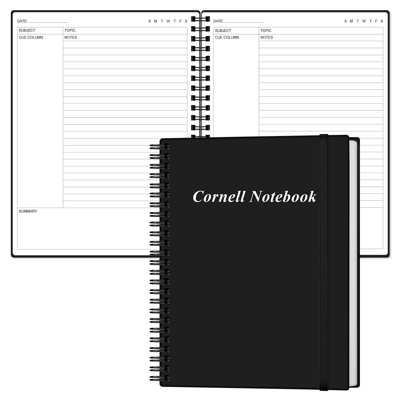 Photo 1 of **SCRATCHED**Yaridar A4 Cornell Notes Notebook - Spiral Cornell Notebooks for Note Taking, Subject College Ruled Notebook Steno Pads for Office/School/College/Home, 8.5" x 11", Black