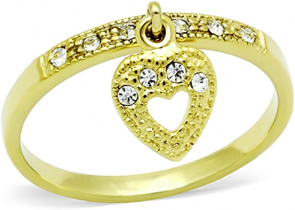 YourJewelleryBox TK1395 dangling heart charm Simulated diamond ring