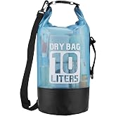 Dry Bag Waterproof for Men Women, 10L Roll Top Dry Bag Backpack, Blue | 500D PVC, Lightweight, Roll Top, Seamless Welds, Transparent Body, Adjustable Straps, for Kayaking, Swimming, Boating, Beach