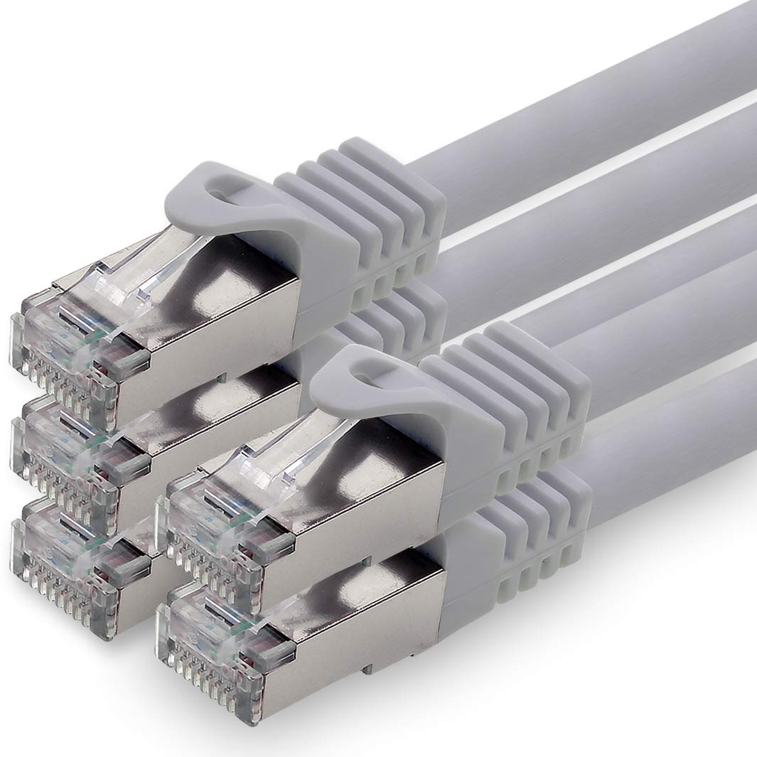 1aTTack.de 0.25 m - gray - pack of 5 CAT.7 network cable patch cable SFTP PIMF LSZH Gigabit Lan cable 10Gb s cat7 raw cable with RJ45 connector Cat6a compatible with CAT5 CAT6 cat7 cat8