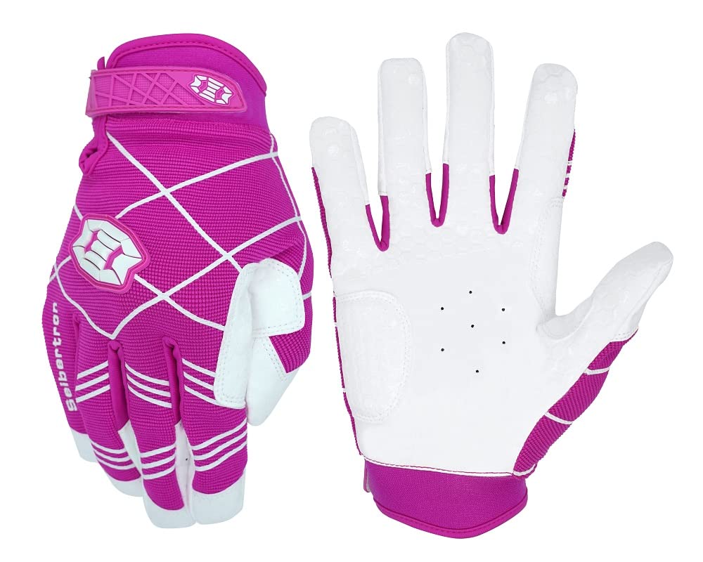 Seibertron B-A-R PRO 2.0 Signature Baseball/Softball Batting Gloves Super Grip Finger Fit For Youth Pink L