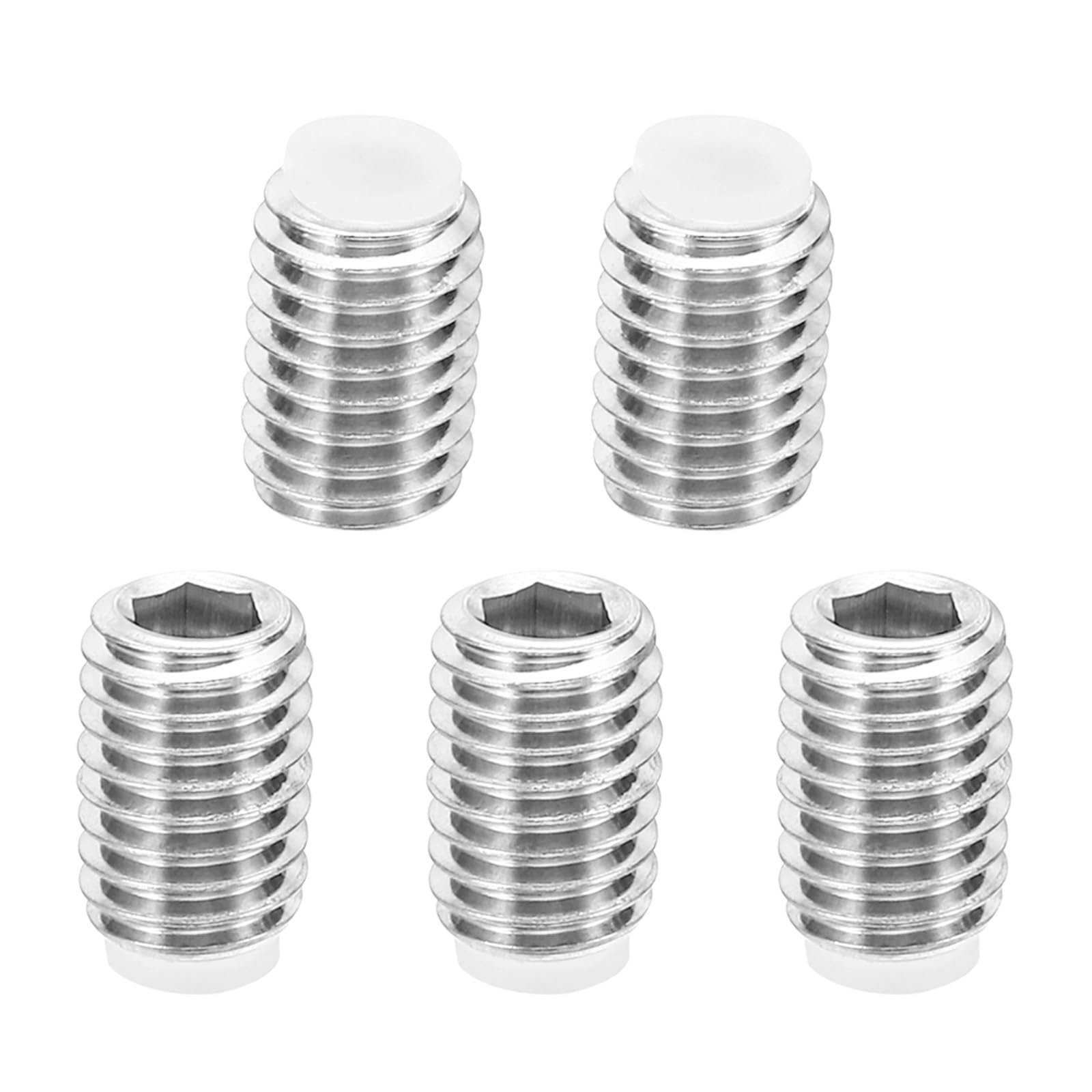 PATIKIL M8x12mm Nylon Tip Grub Screw, 5 Pack Metric Hex Socket Head Cup Point Anti Slip Set Screws Internal Hex Drive Hardware, 304 Stainless Steel