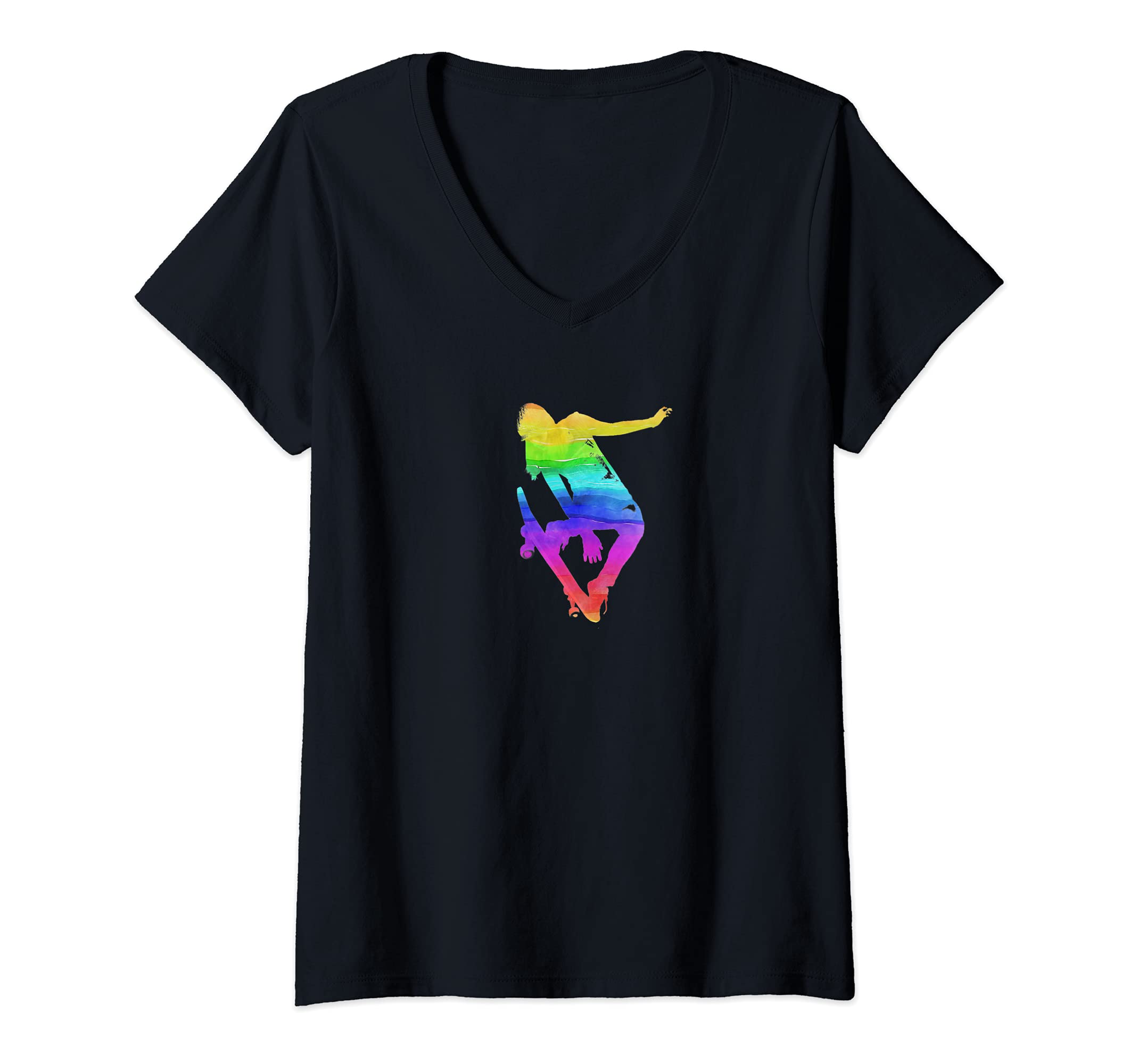 Womens Skateboard Love V-Neck T-Shirt