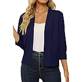 SECRETEYARD Womens 3/4 Sleeve Cropped Cardigan Sweater Fashion Cardigans Lightweight Knit Sweaters