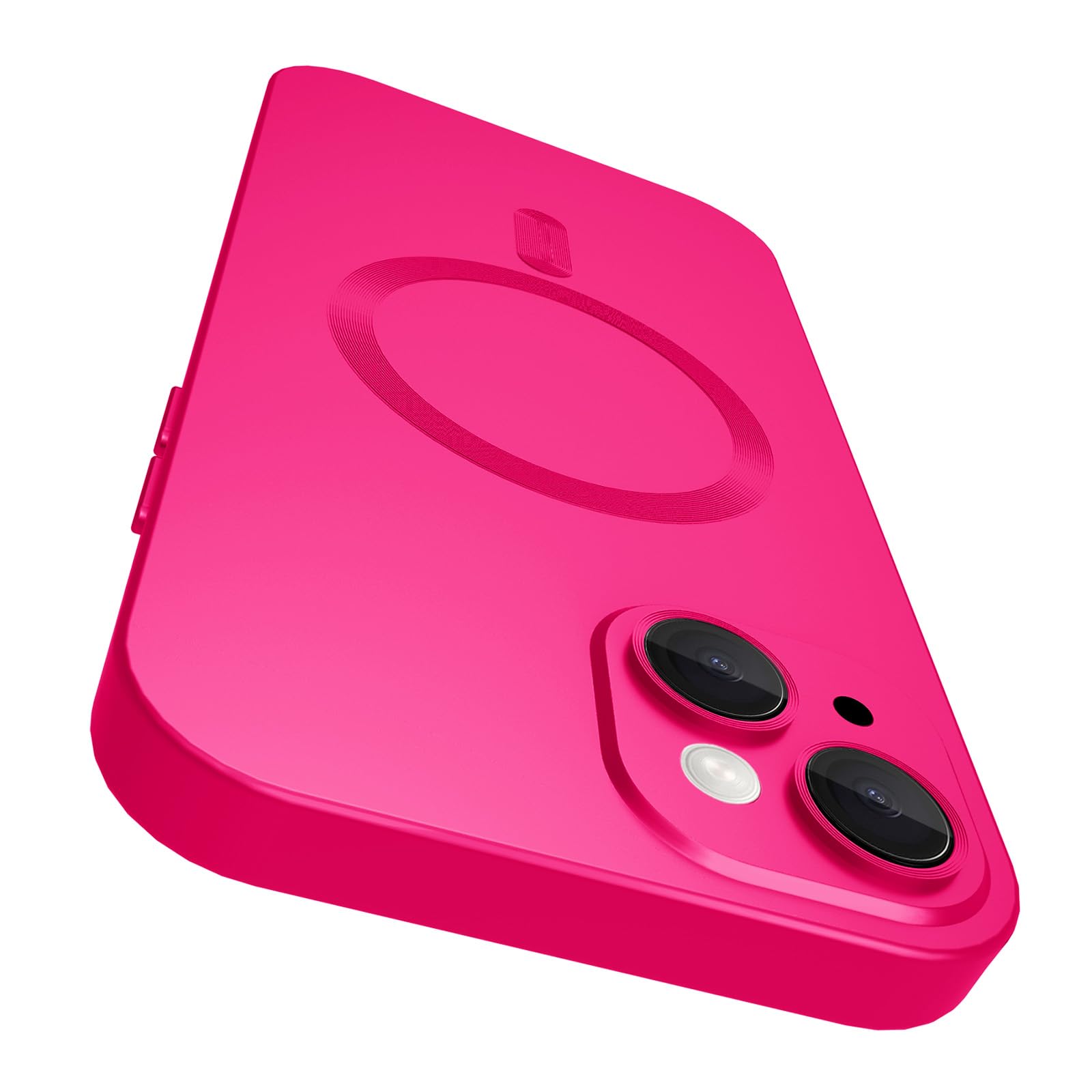 VCGFJD Magnetic for iPhone 15 Case with Camera Lens Protector [Compatible with Magnetic], Matte Metallic Lustre Slim Soft TPU Bumper Shockproof Phone Case for iPhone 15 6.1" - Hot Pink