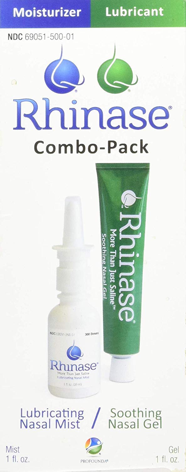 Rhinase Nasal Care Combo Pack - Nasal Gel (1 oz) & Saline Spray (1 oz) for Dryness, Allergy Relief & Nosebleed Prevention, Aloe-Free & pH Balanced