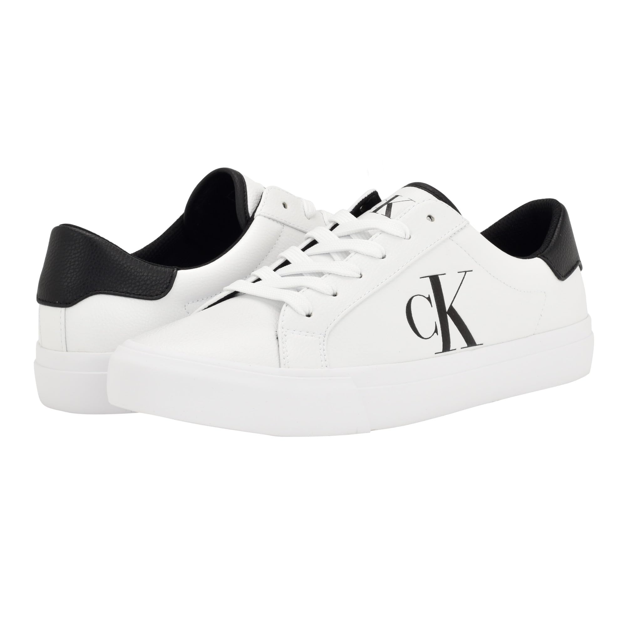 Calvin Klein Men’s Rex Sneaker, White/Navy, 8.5