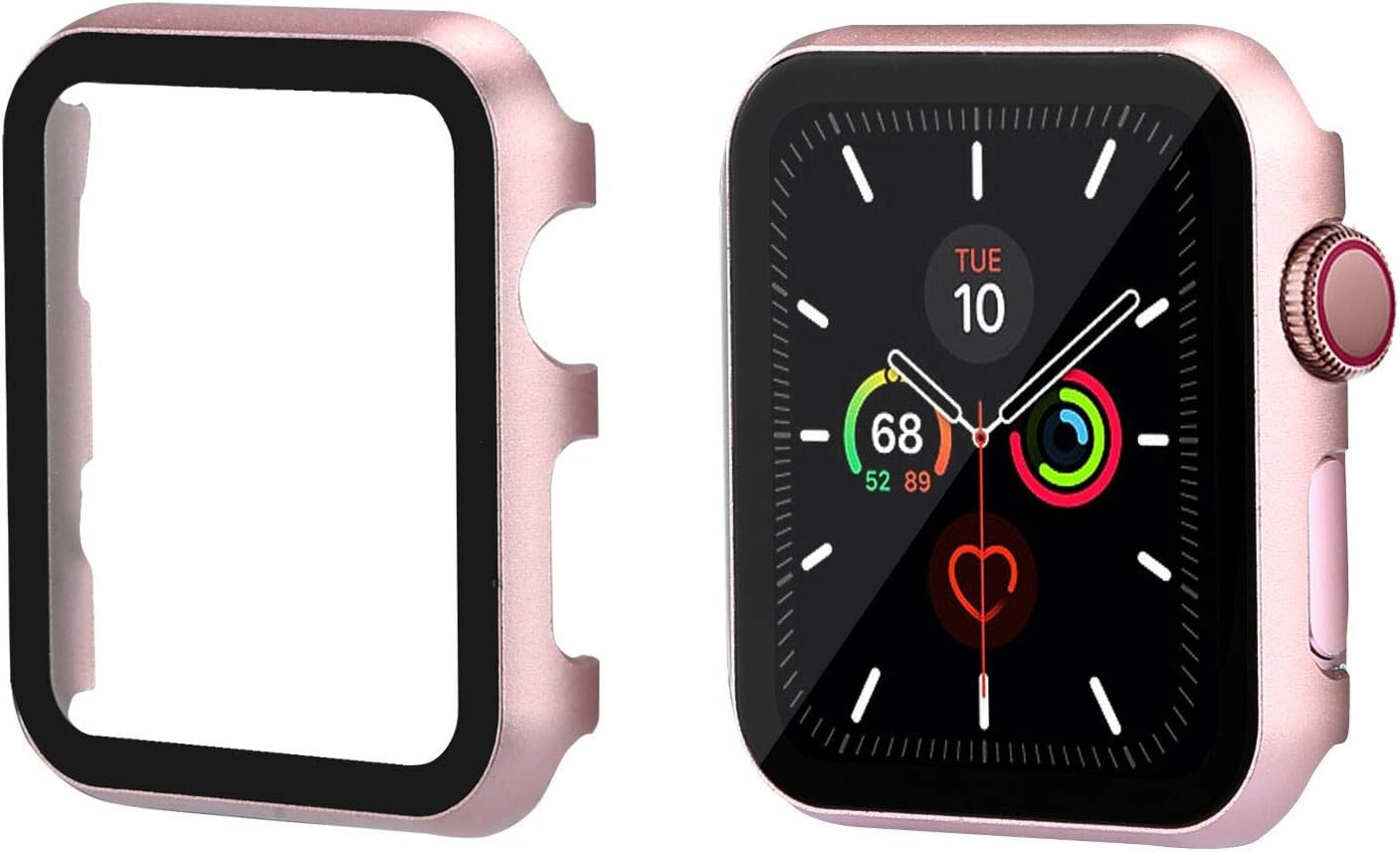 TOMAZON Case Compatible for Apple Watch 44mm Series 5/4 with Anti-Scratch Screen Protector Cover, Ultra-Thin Full Coverage Shockproof Defense Edge Bumper for iWatch 44mm (Rose Gold)