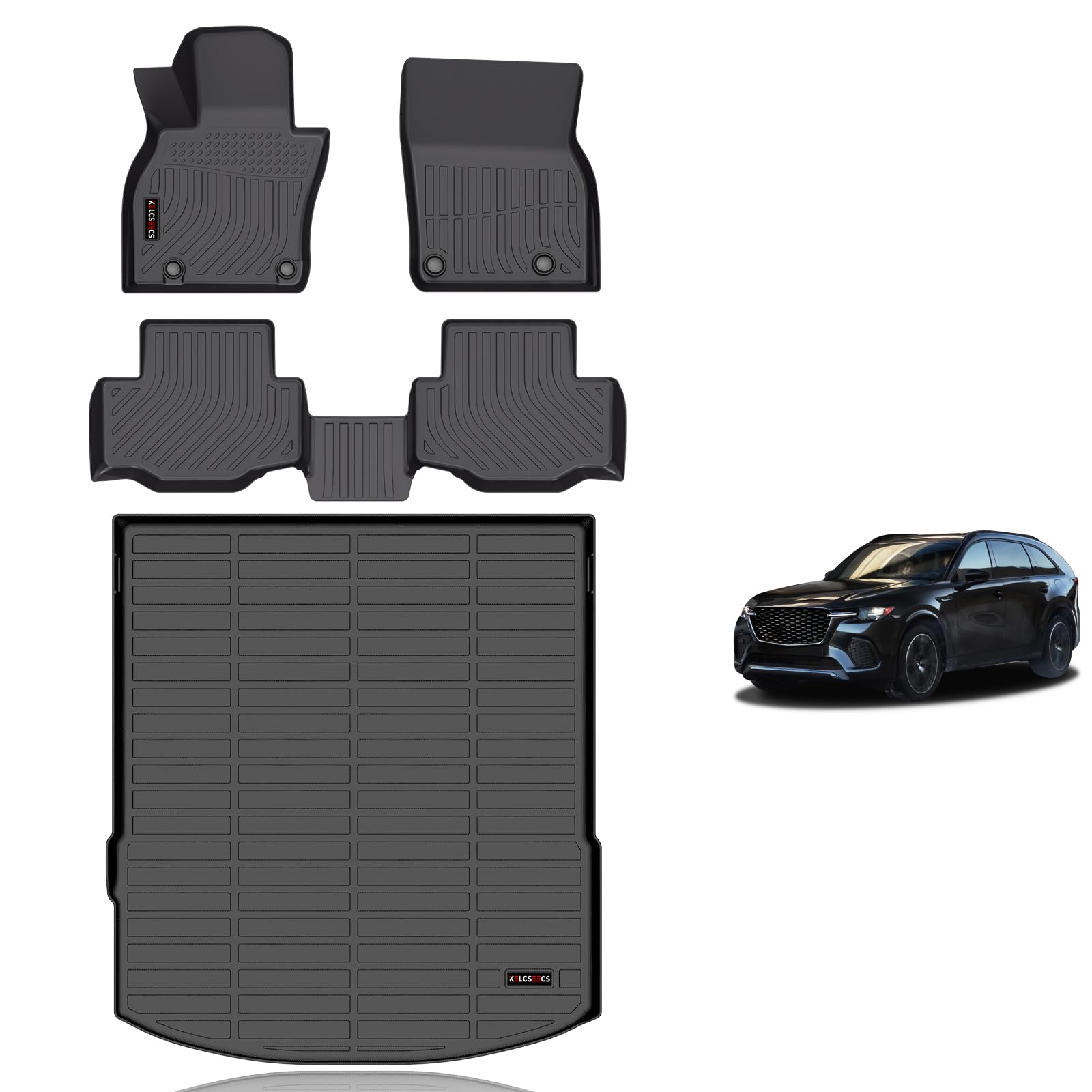 KELCSEECS All Weather Floor Mats & Cargo Liner Set Custom for Mazda CX-70 & CX70 PHEV 2025 All Season Guard for Car Mats Anti-Slip TPE Odorless Trunk Liners Mazda CX-70 Accessories Image