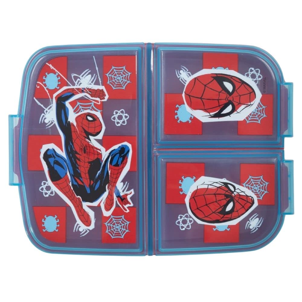 OM SUPPLIES Spiderman Reusable Sandwich Lunch Box 3 Multi Compartment Kids Children School (Spiderman)