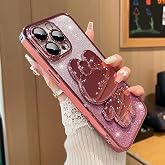 Roemary Mirror Stand Case for iPhone 17,Bunny Case for Women,Pink