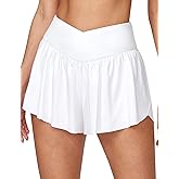 IUGA Athletic Shorts for Women High Waisted Workout Running Shorts Crossover Flowy Butterfly Preppy Clothes Skorts for Woman