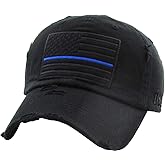 KBETHOSA Flag USA America Military Thin Blue Line Thin Red Line Vintage Distressed Baseball Cap Dad Hat Unisex Adjustable