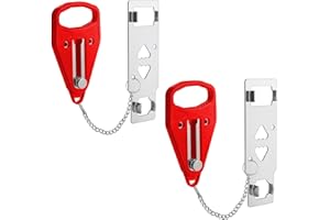 COTOUXKER Portable Door Lock for Travel and Home Security, Sturdy Self-Defense Door Safety Device for Home, Apartment, Hotel, Living Motel, School Dorm 2sets Red