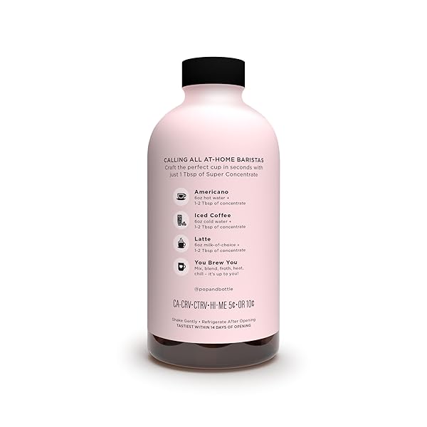 POP AND BOTTLE ORGANIC VANILLA SUPER CONCENTRATE COFFEE, 8 FZ
