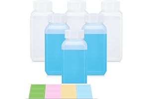 UMETASS 4oz Leak Proof Plastic Bottles with Caps, Laboratory Reagent Bottle, Reusable Small Pill Storage Containers for Travel, Classrooms, Home (6 pack translucent)