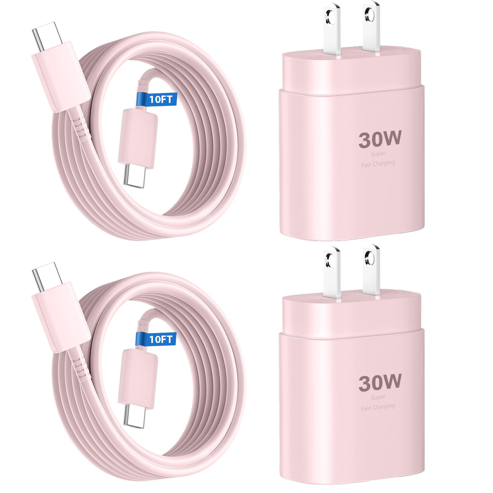 Phone 17 16 15 Charger Fast Charging,30W USB C Phone 17 16 15 Pro Max Charger Block &10FT Long Type C Cable Cord for i.Phone 17/17 Air/17 Pro/17 Pro Max/16/16 Plus/16 Pro/16 Pro Max/15/15 Pro Max,Pink