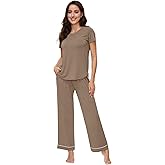 WiWi Pajamas for Women Pajama Sets Super Soft Short Sleeve Loungewear with Pants Cooling Pjs Lounge Set S-XXL