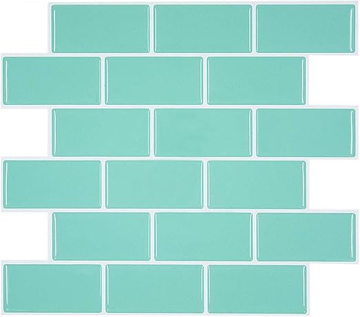 Hue Decoration Peel And Stick Backsplash Tile Vinyl Aqua Subway