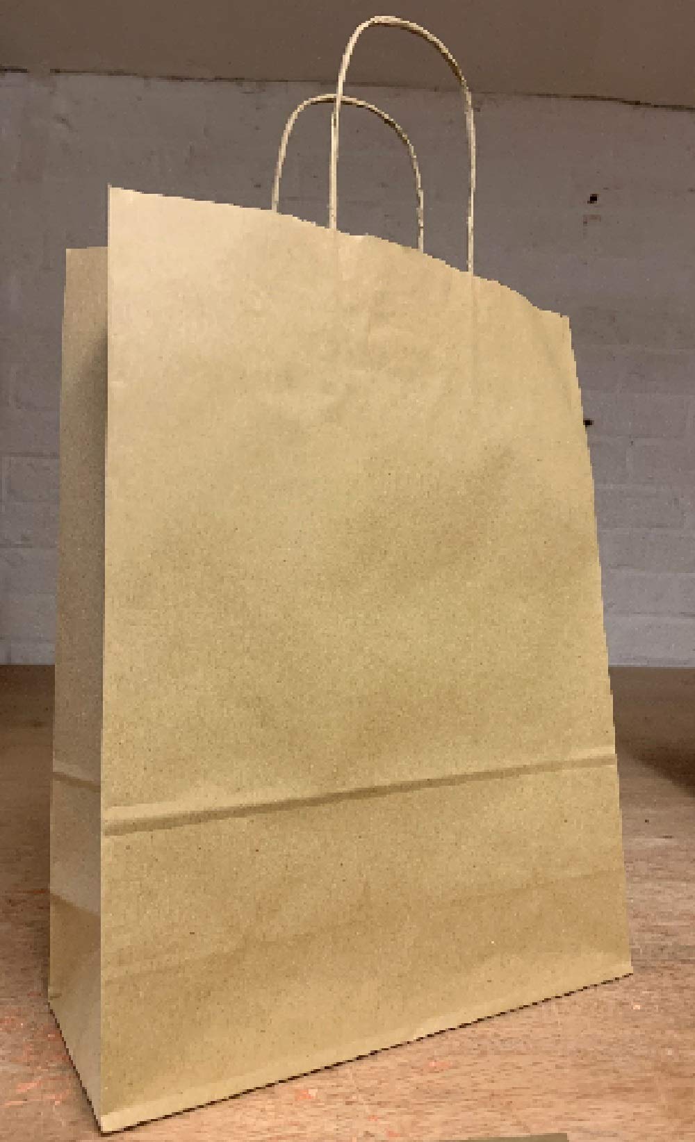 MARENT 10 Kraft Twist Handle Paper Carrier Bags Brown Ribbed Gift Bags 26 x 34 x 11