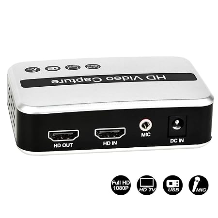 DIGITNOW! HD Game Capture / HD-Video-Capture-Gerät, HDMI Video Converter/Recorder für PS4, Xbox One, Xbox 360, LiveTV, PVR DV