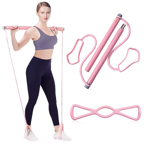 Pilates Bar Kit with Resistance Band, Portable Yoga Pilates Stick